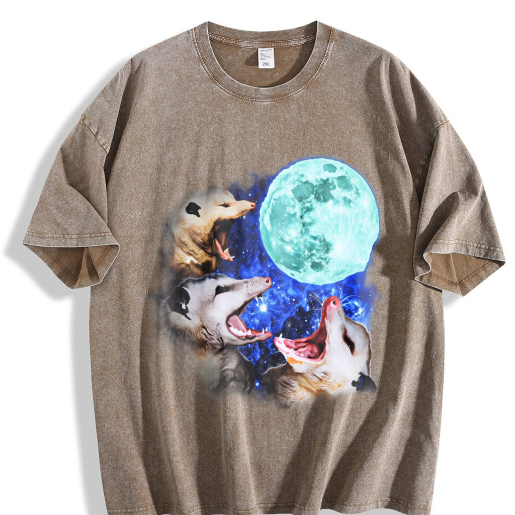 Three Possums Howling At Moon Vinatge Vintage Washed T-Shirt product image 3