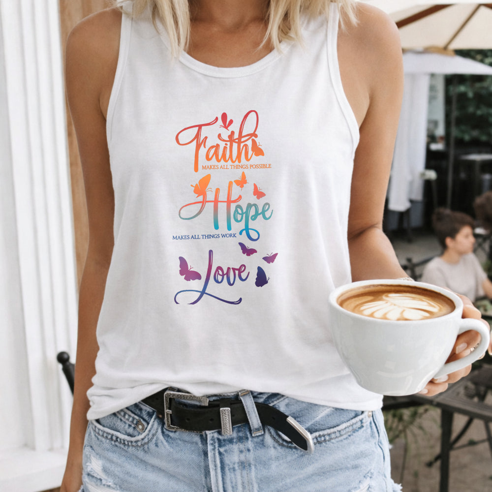 Faith Hope Love Butterflies Women's Tank Top