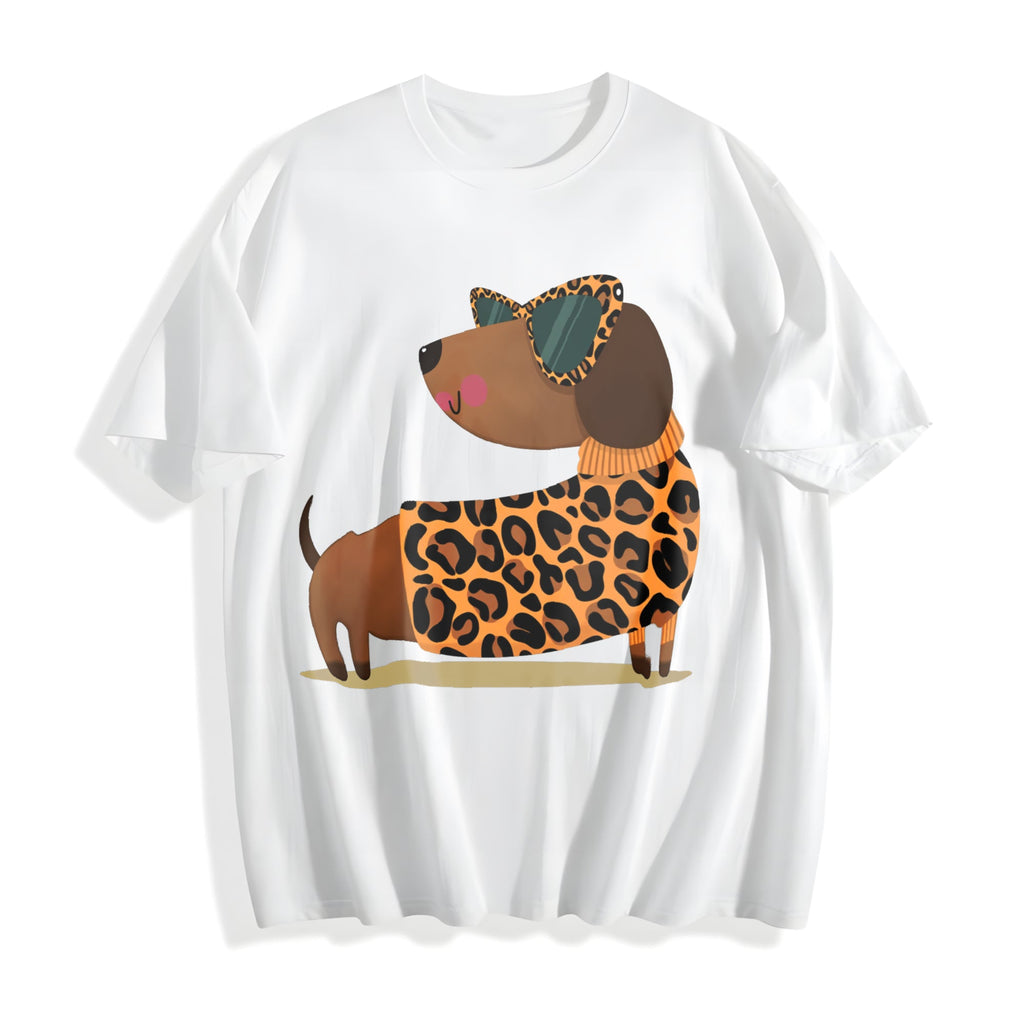 Ladies' Summer Leopard Dog Cotton T-Shirt product image 2