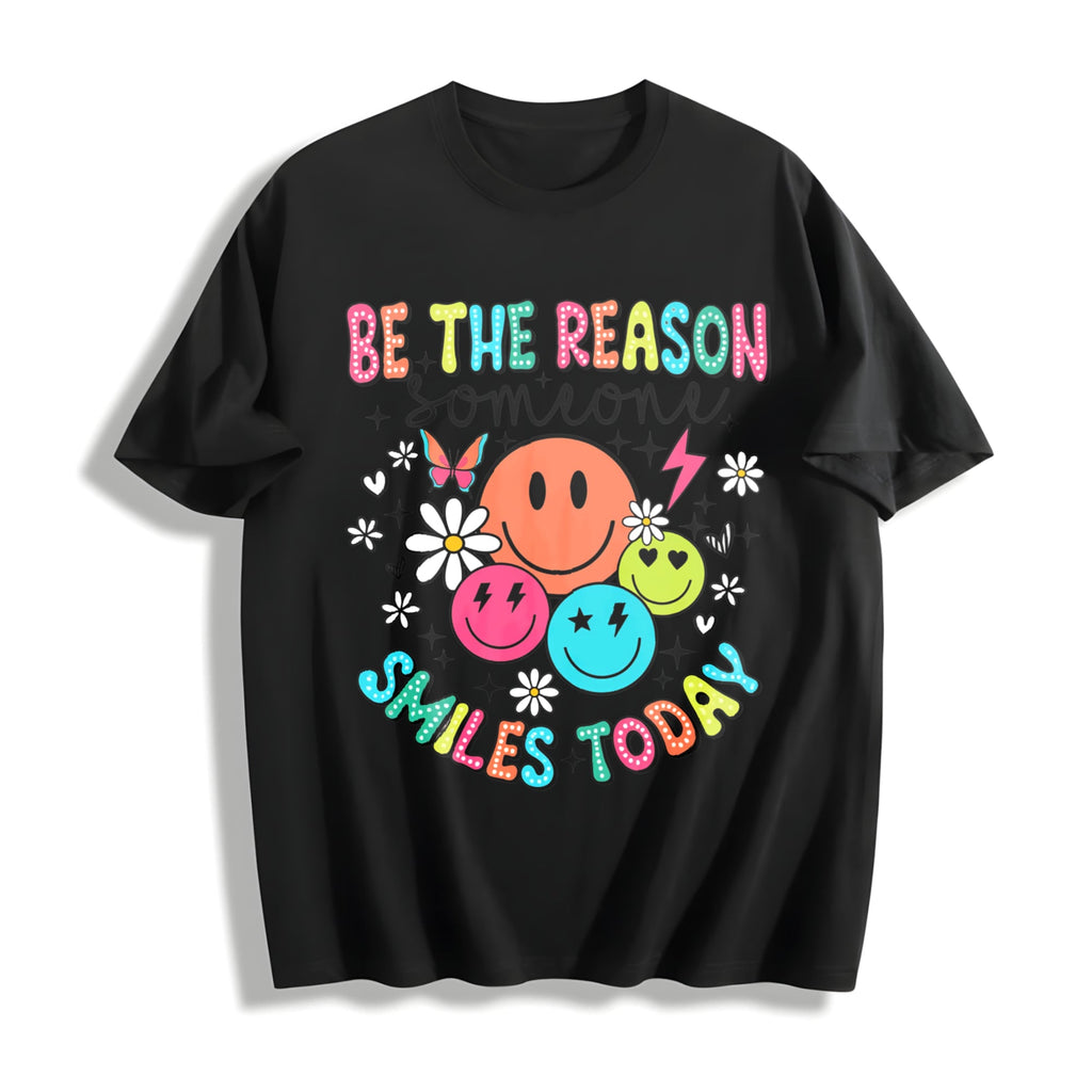 Smile Face & Flower Cotton T-Shirt product image 1