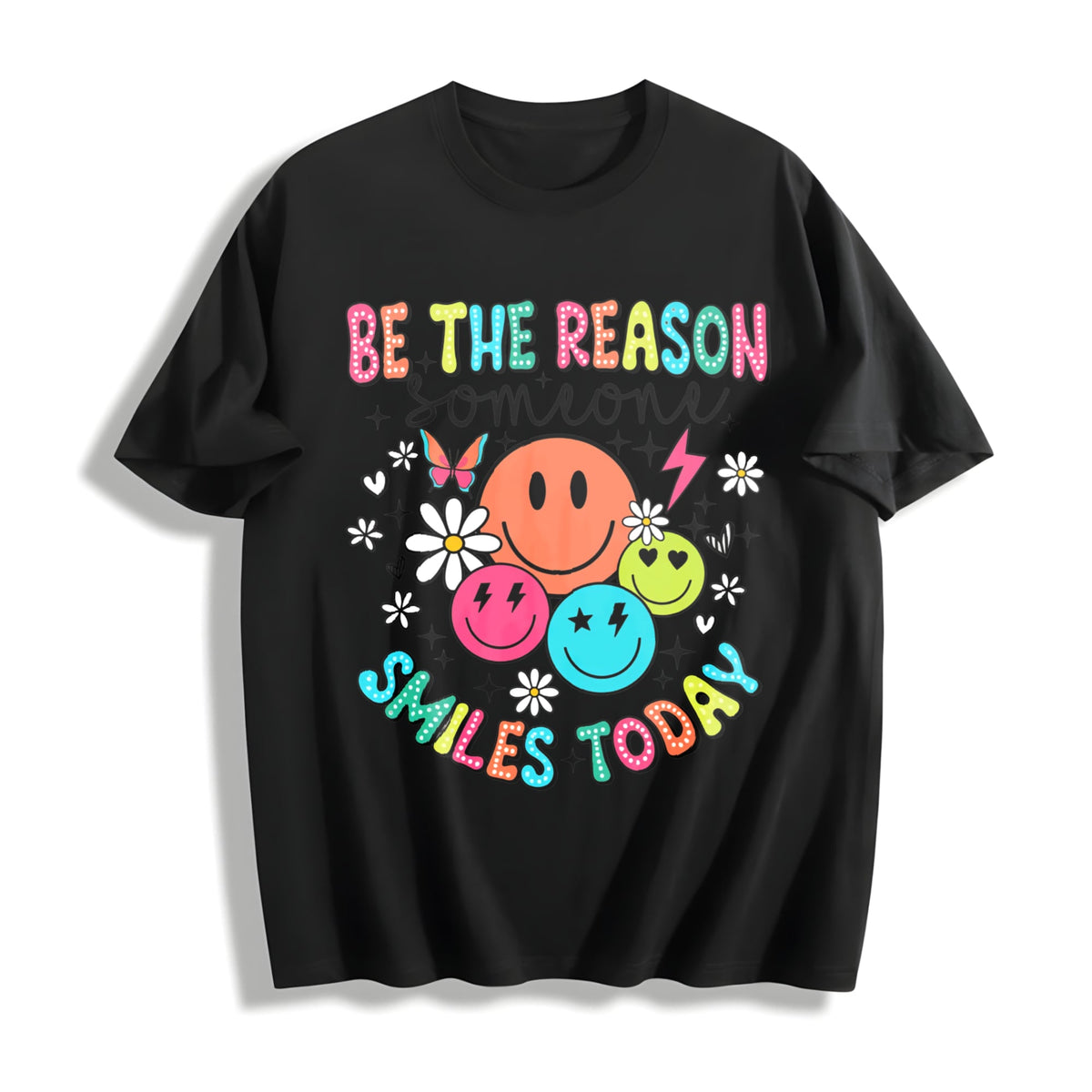 Smile Face & Flower Cotton T-Shirt product image 1