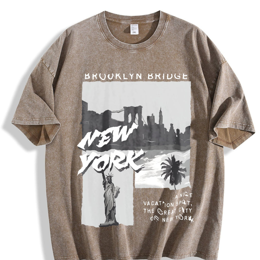 Statue Of Liberty & Palm Tree - Batik Vintage Washed T-Shirt product image 3