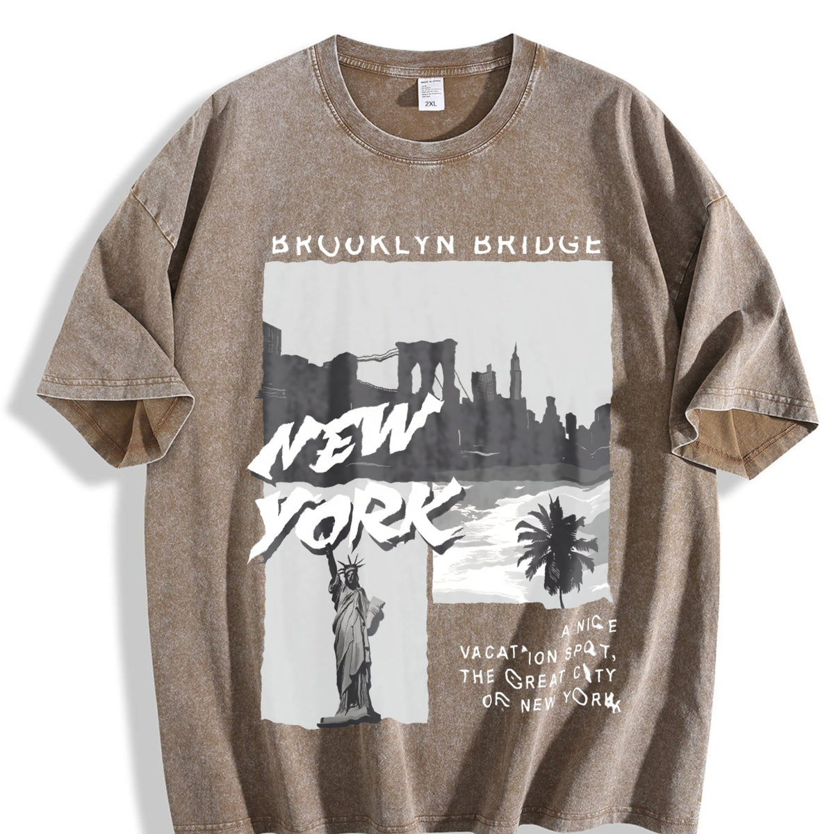 Statue Of Liberty & Palm Tree - Batik Vintage Washed T-Shirt product image 3