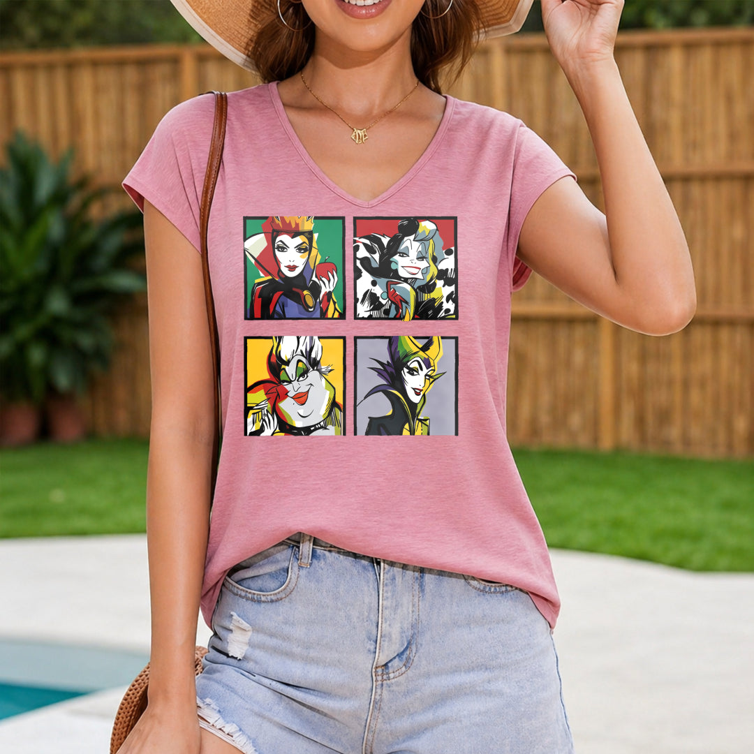 Villain Character Collage Women's V-Neck Tank Top