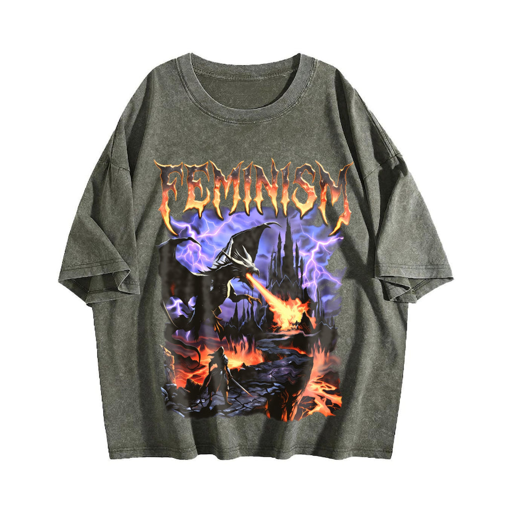 Feminism Dragon Vintage Washed T-Shirt product image 4