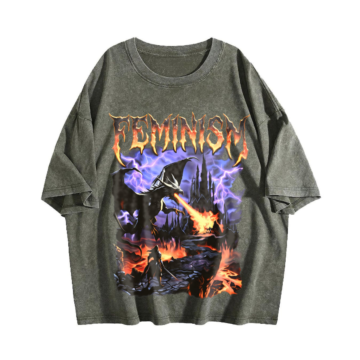 Feminism Dragon Vintage Washed T-Shirt product image 4