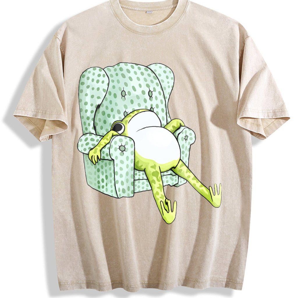 Frog Sitting Sofa Vintage Washed T-Shirt product image 1