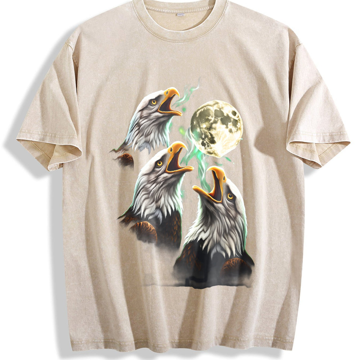 Eagle Howling To Moon 90s Vintage Washed T-Shirt product image 1