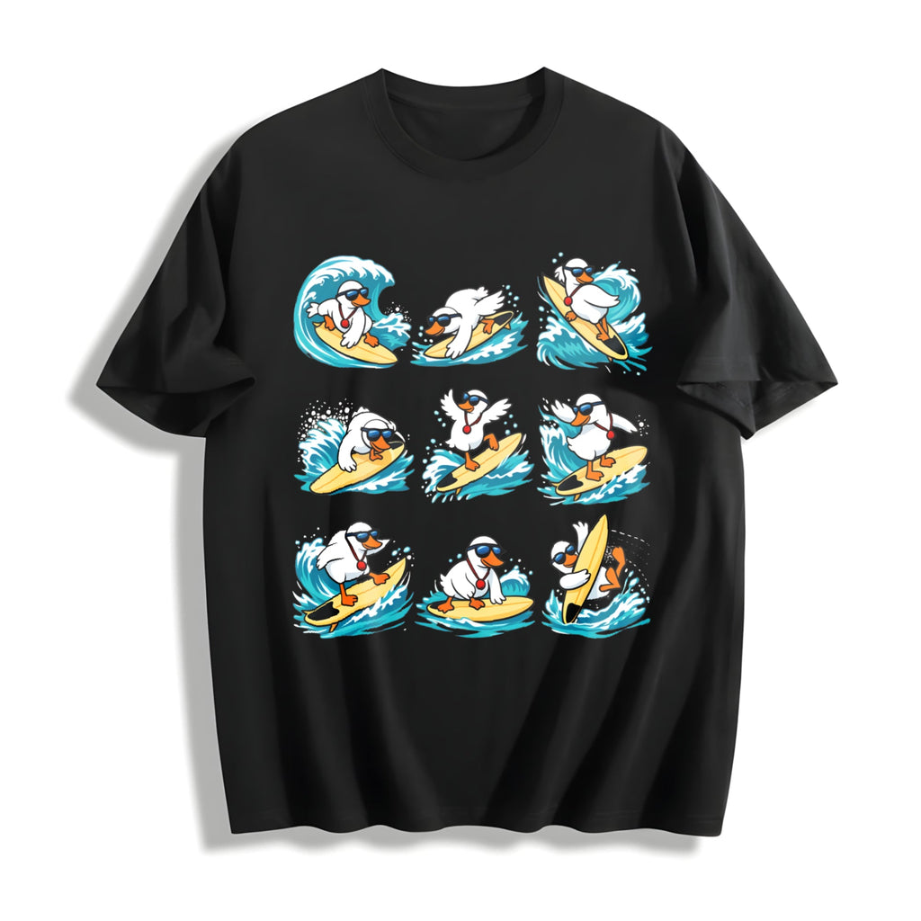 Funny Surfing Goose Cotton T-Shirt product image 1