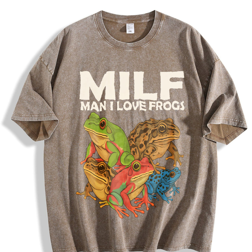 Milf Man I Love Frogs 90s Vintage Washed T-Shirt product image 3