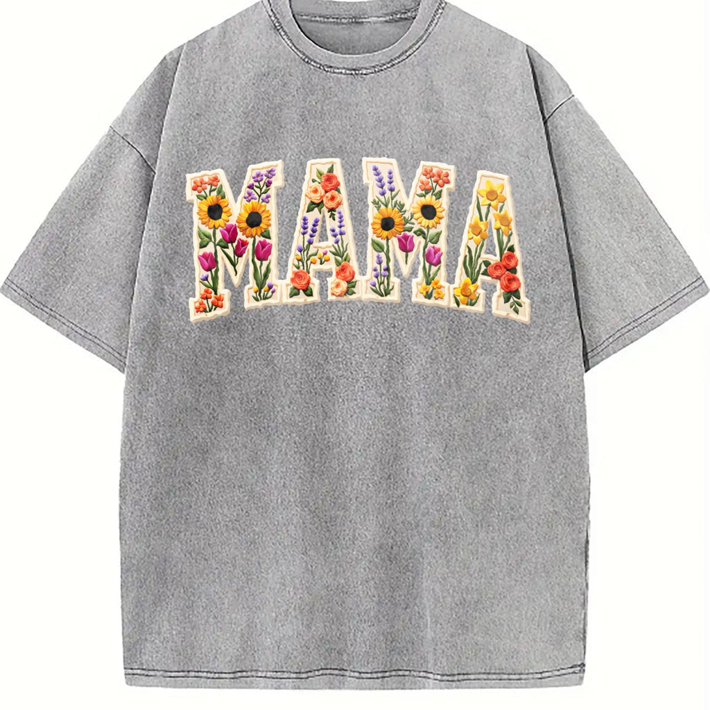 Mama Patchwork Flower Vintage Washed T-Shirt product image 4