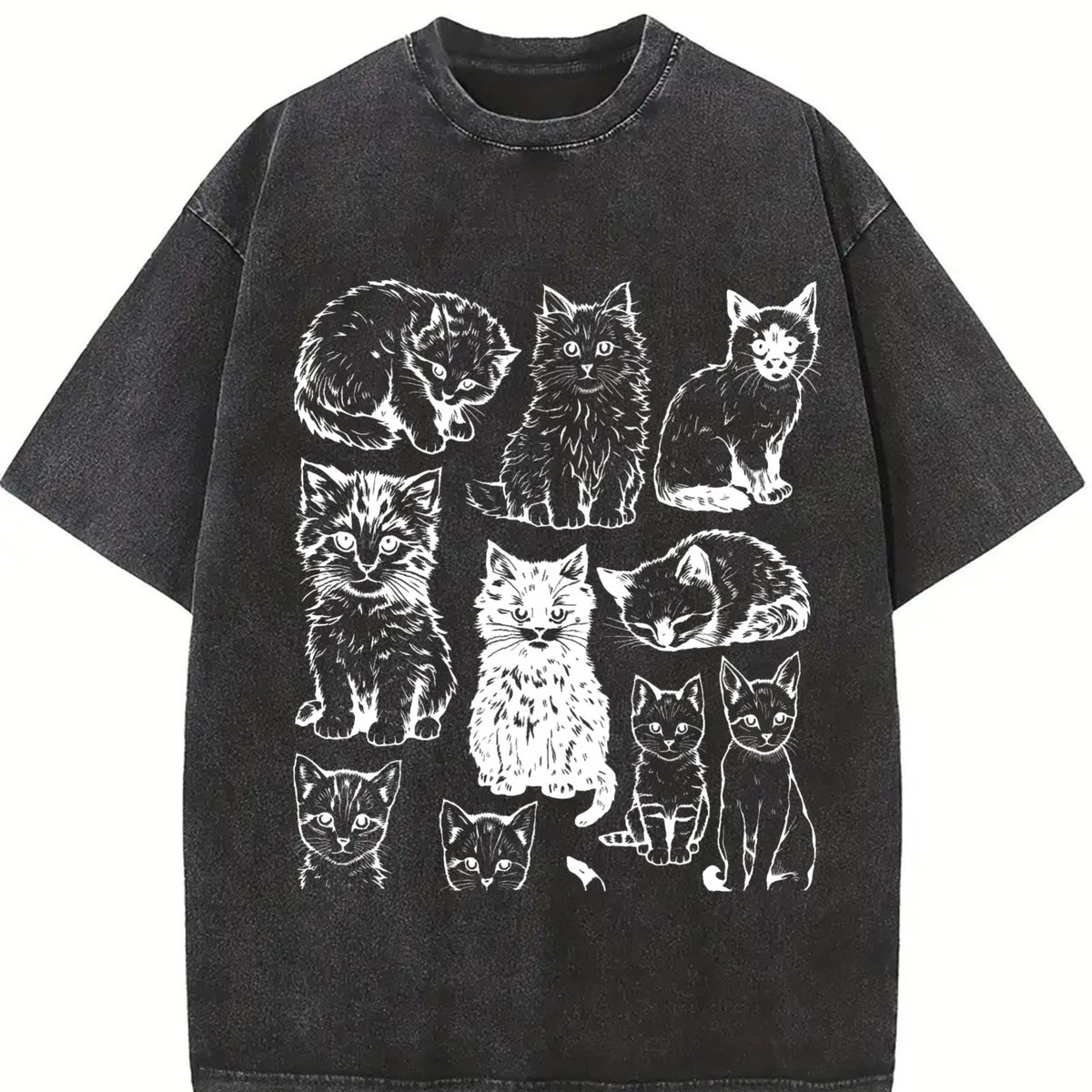 Cats 90s Tattoo Vintage Washed T-Shirt product image 2
