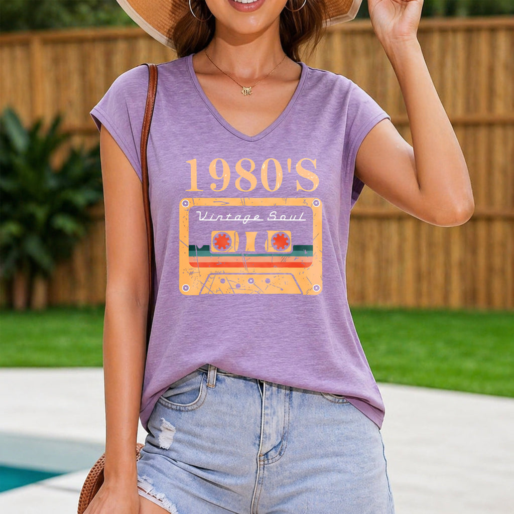 Illustration Of An Old-fashioned Cassette Tape Women's V-Neck Tank Top