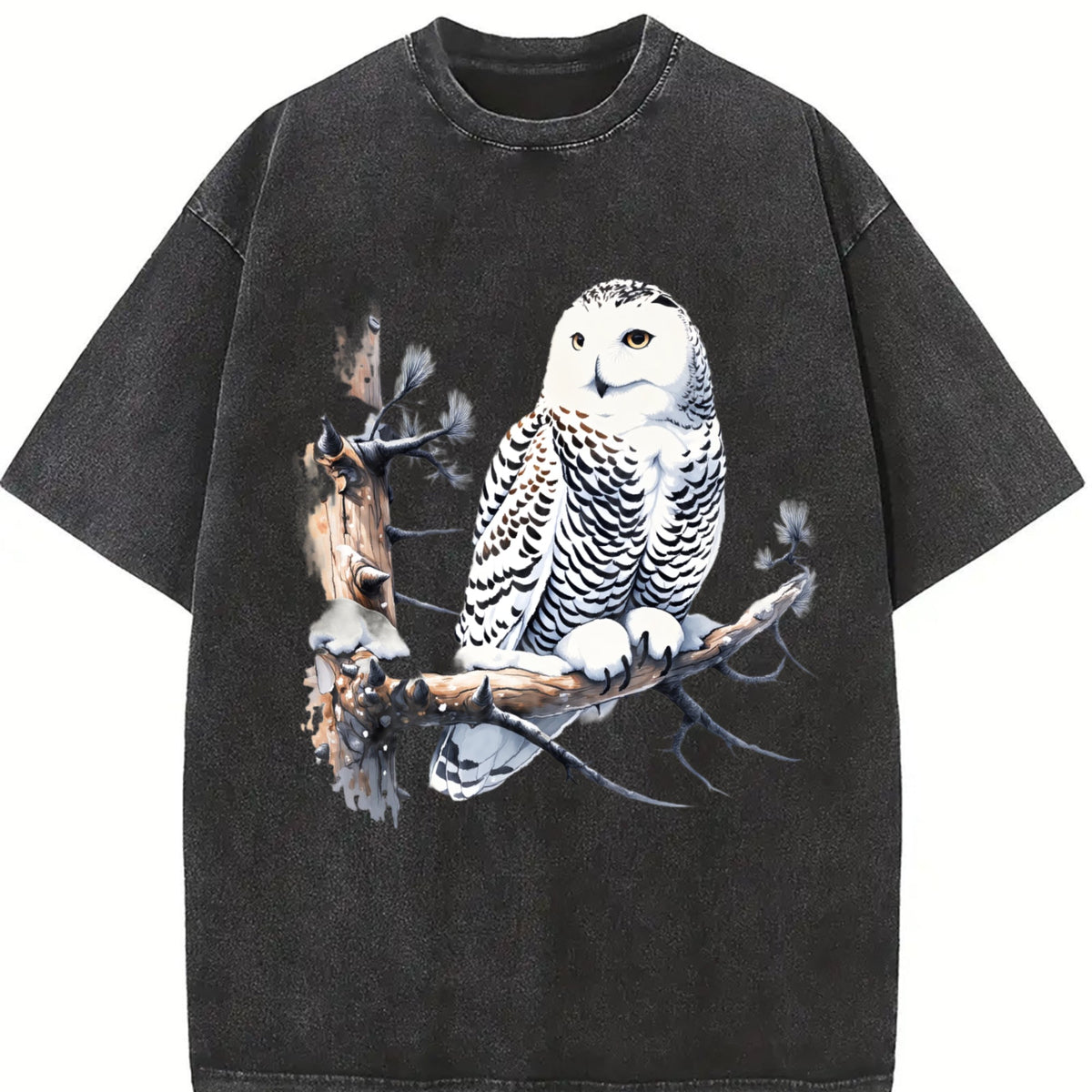 Snow Owl Nature 90s Vintage Washed T-Shirt product image 2