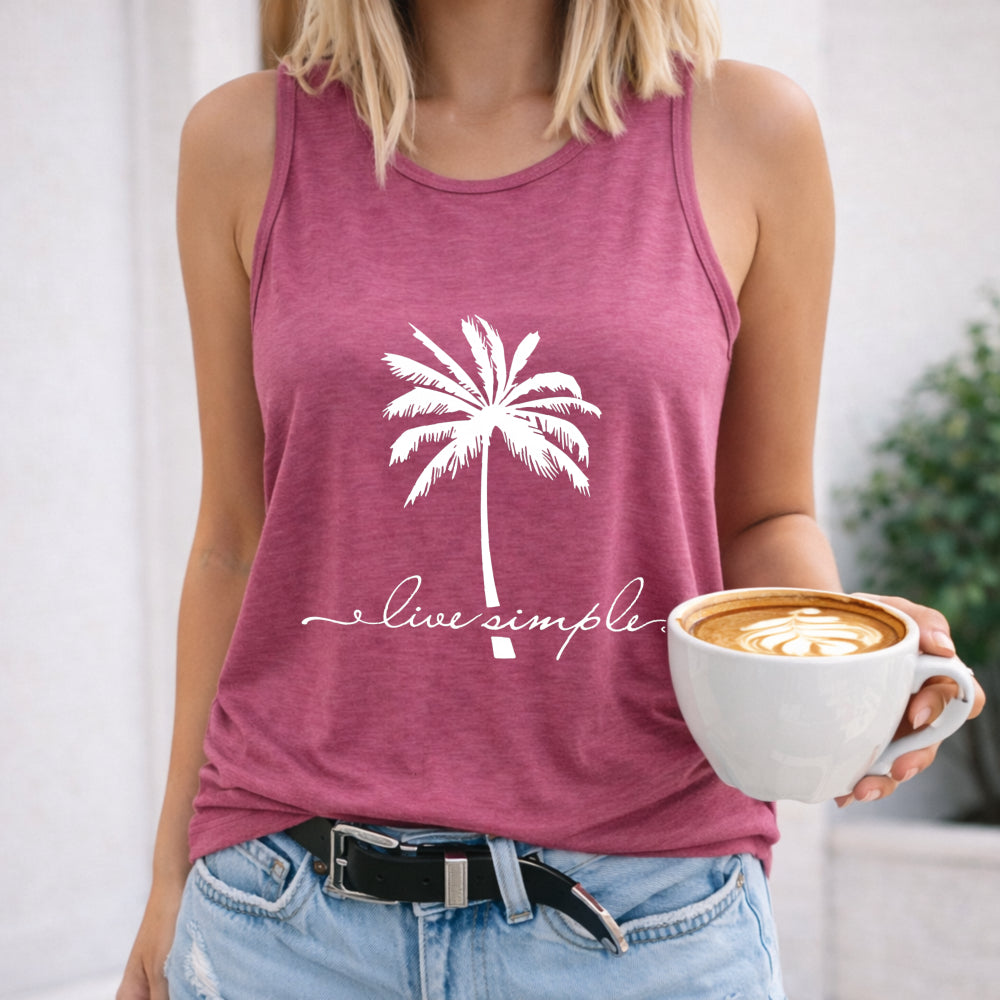 Live Easy Letters & Palm Tree Women's Tank Top