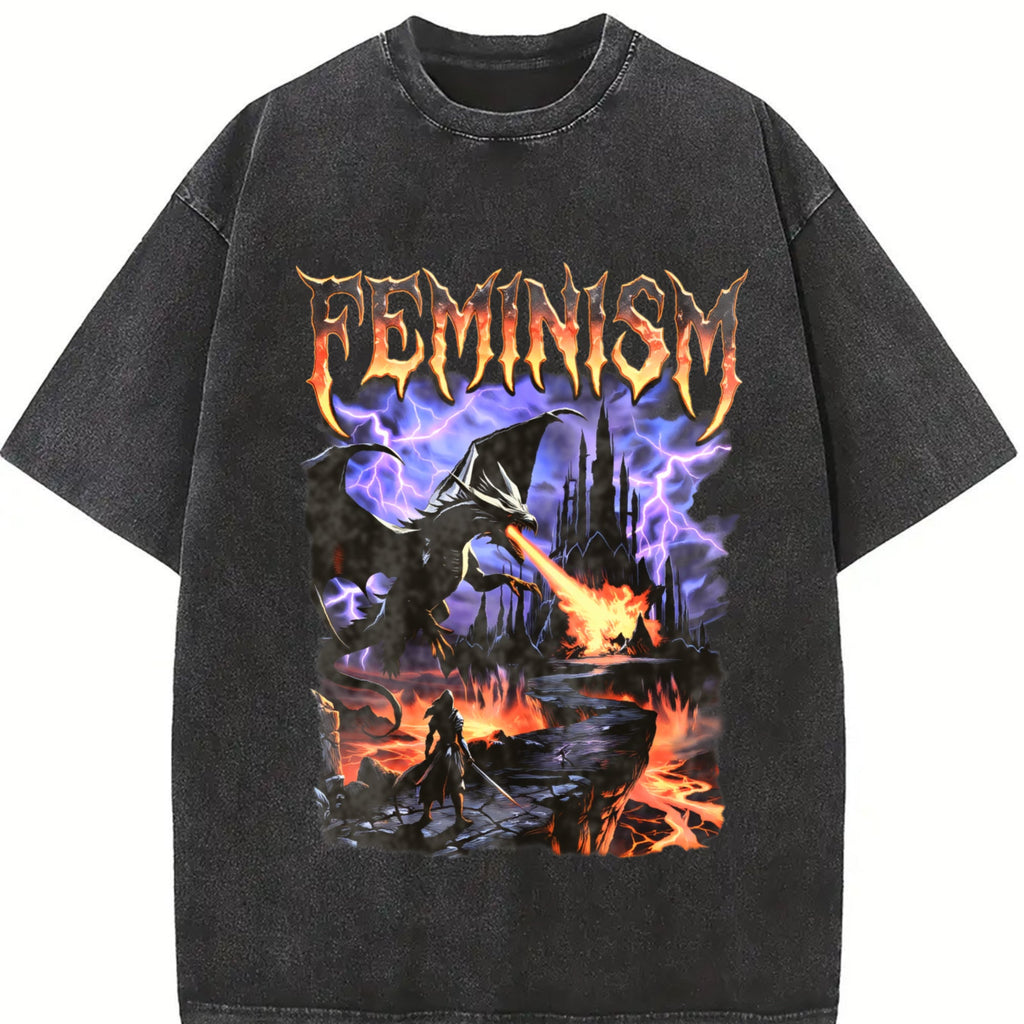 Feminism Dragon Vintage Washed T-Shirt product image 2