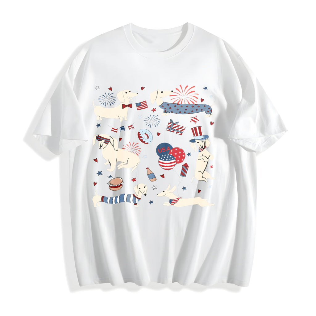 4th Of July Dachshund Doodle Cotton T-Shirt product image 2