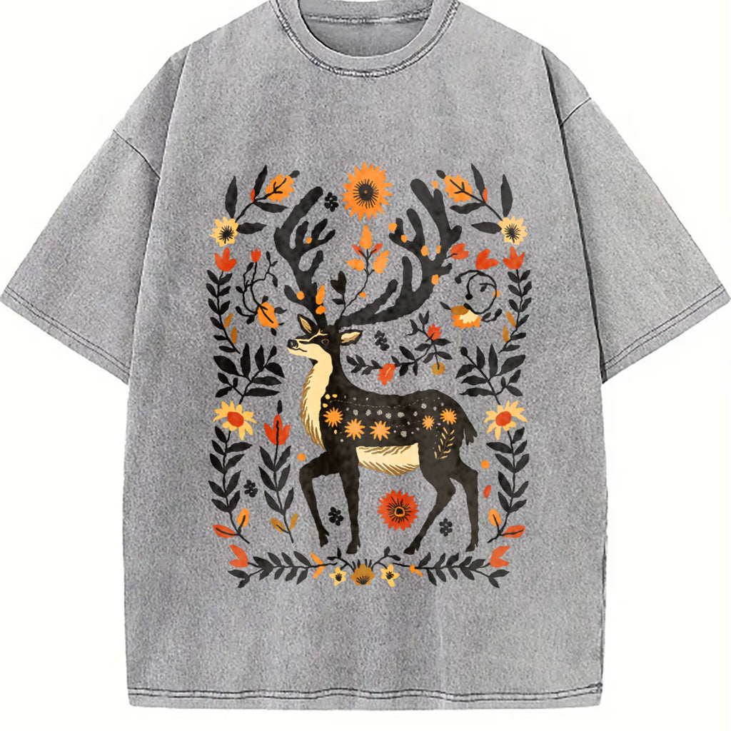 Summer A Bohemian- Floral Moose Vintage Washed T-Shirt product image 5
