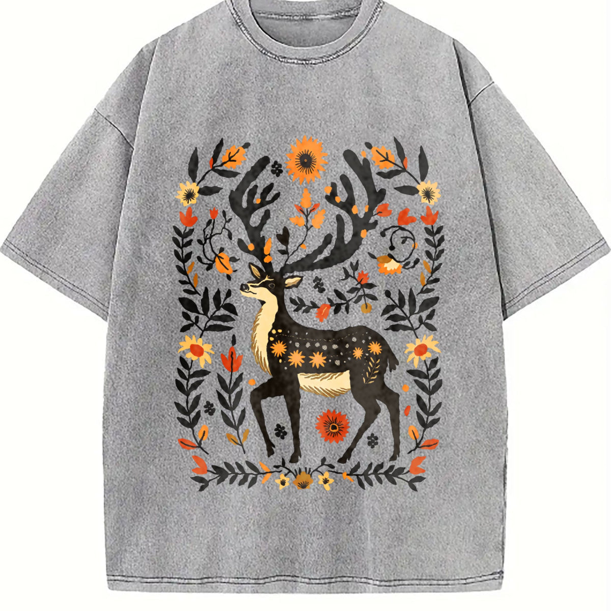 Summer A Bohemian- Floral Moose Vintage Washed T-Shirt product image 5