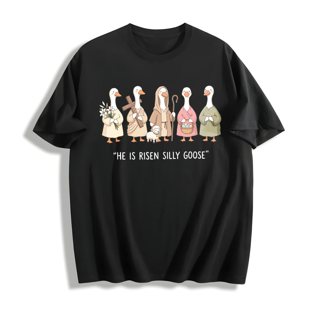 He Is Risen Silly Goose Cotton T-Shirt product image 1