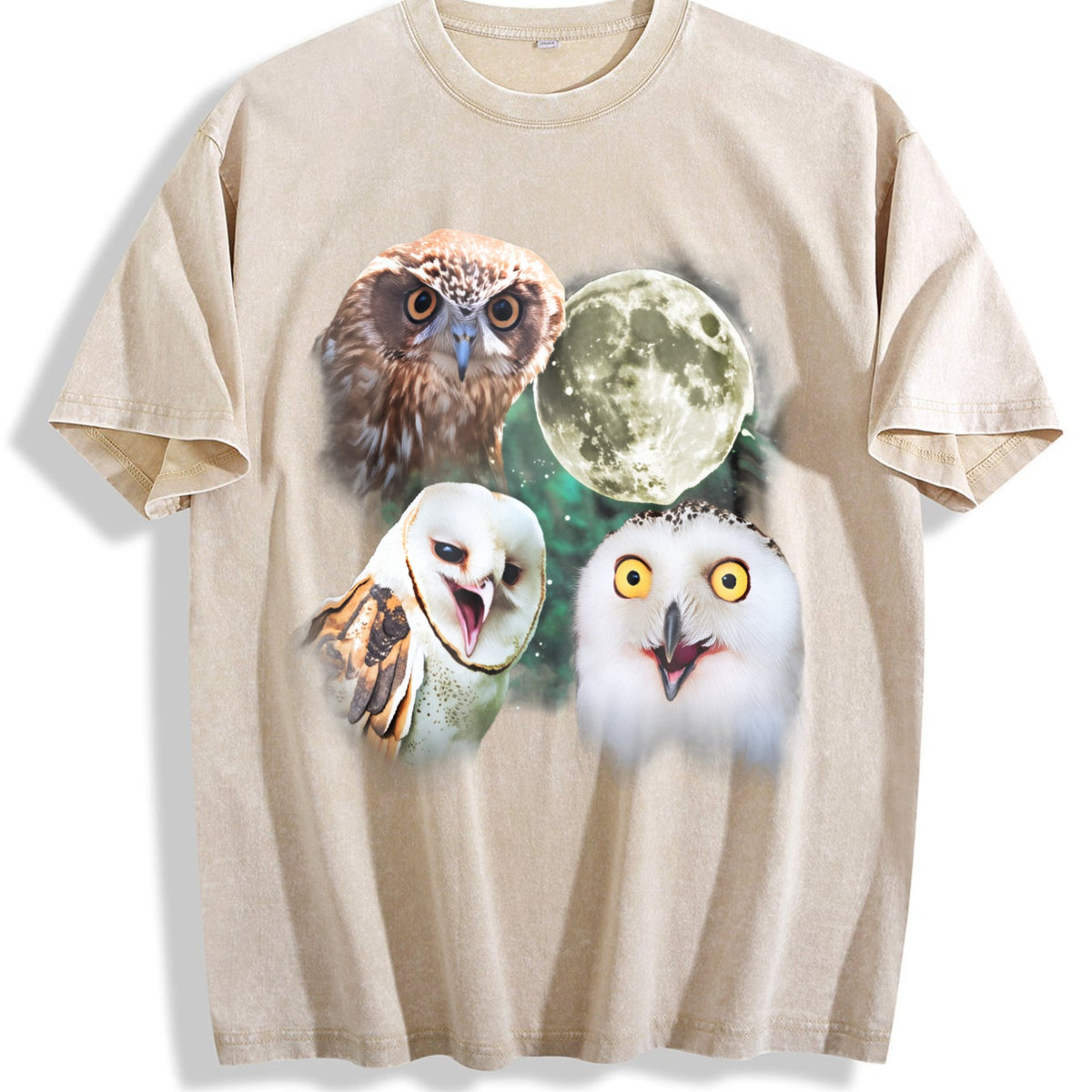 Three Owls Funny Vintage Washed T-Shirt product image 1