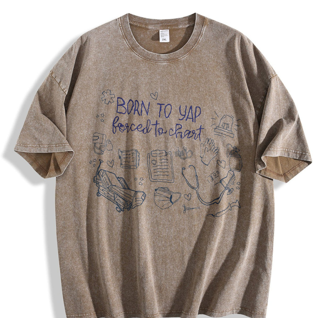 Born To Yap Forced To Chart Vintage Washed T-Shirt product image 3