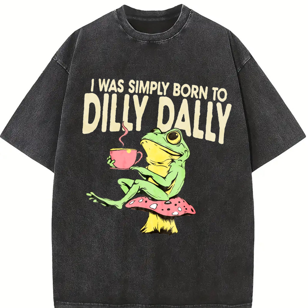 Funny Frog On Mushroom Born To Dilly Dally Meme - Boxy product image 2