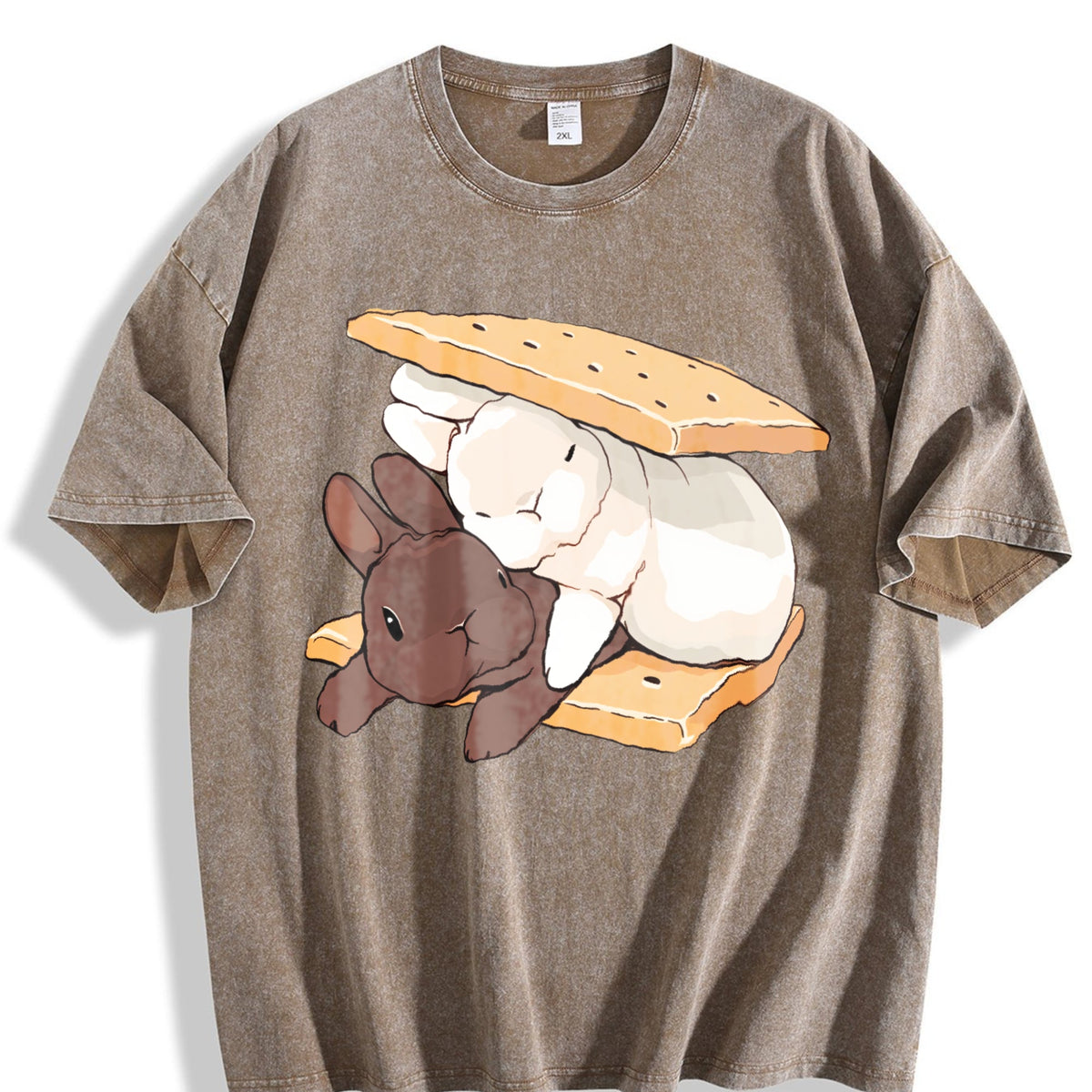 Two Rabbits Lying Vintage Washed T-Shirt product image 3