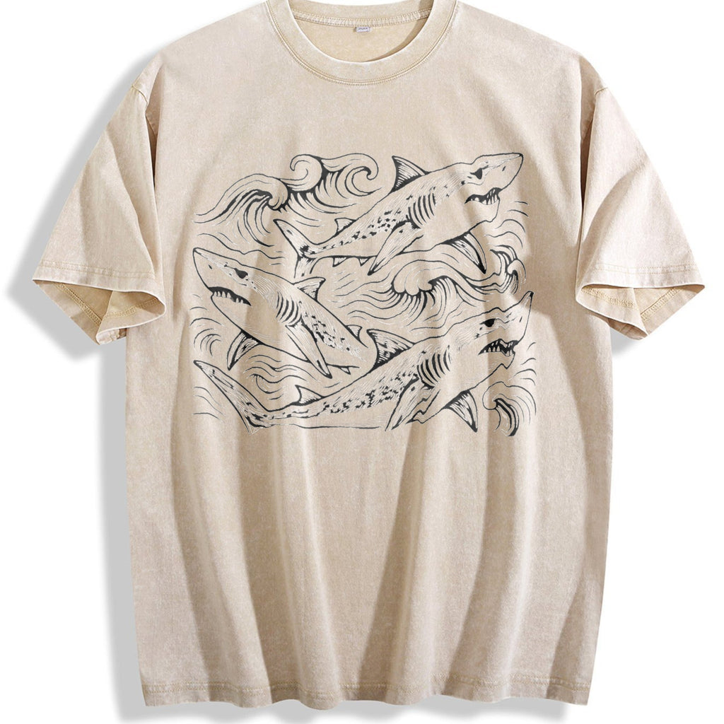 Sharks Ocean 90s Vintage Washed T-Shirt product image 1