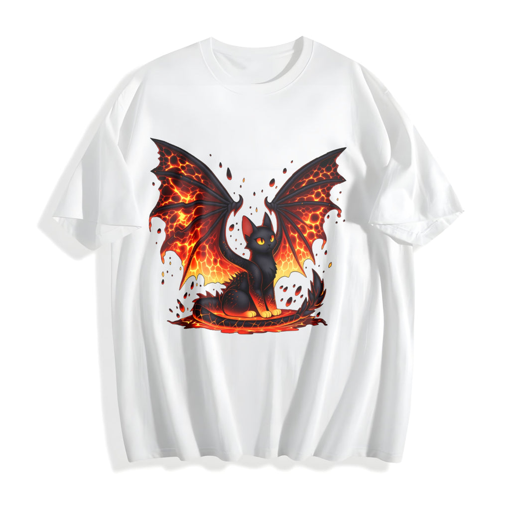 Black Cat & Wing Cotton T-Shirt product image 2