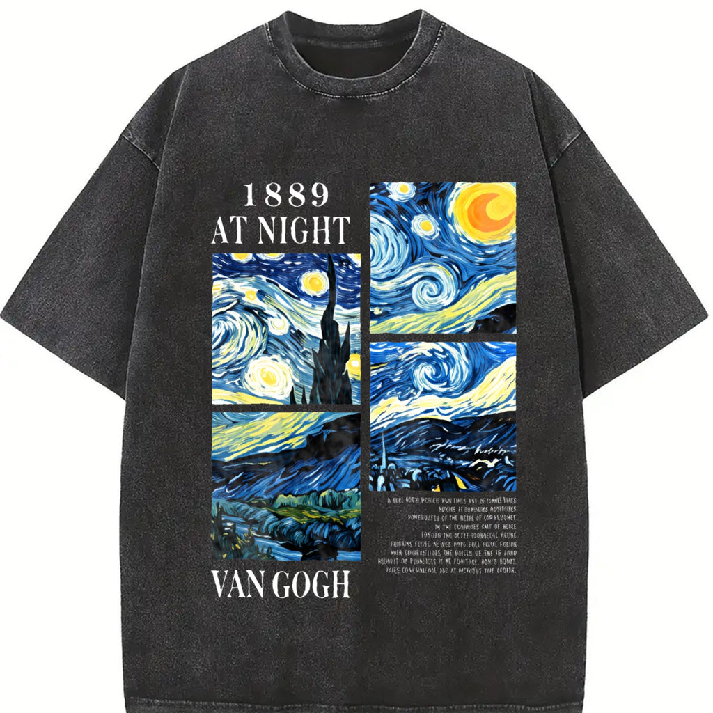 Starry Night Art Collage Vintage Washed T-Shirt product image 2