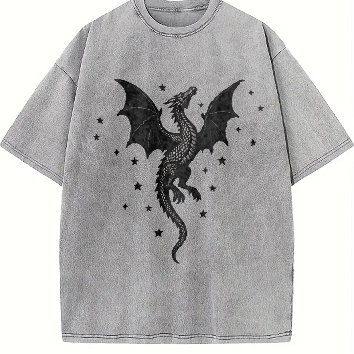 Summer A Scale-patterned Black Dragon Vintage Washed T-Shirt product image 5