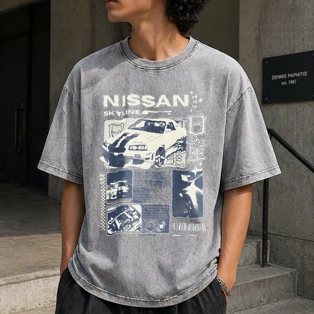 JDM Sports Car Denim Skyline Vintage Washed T-Shirt product image 5