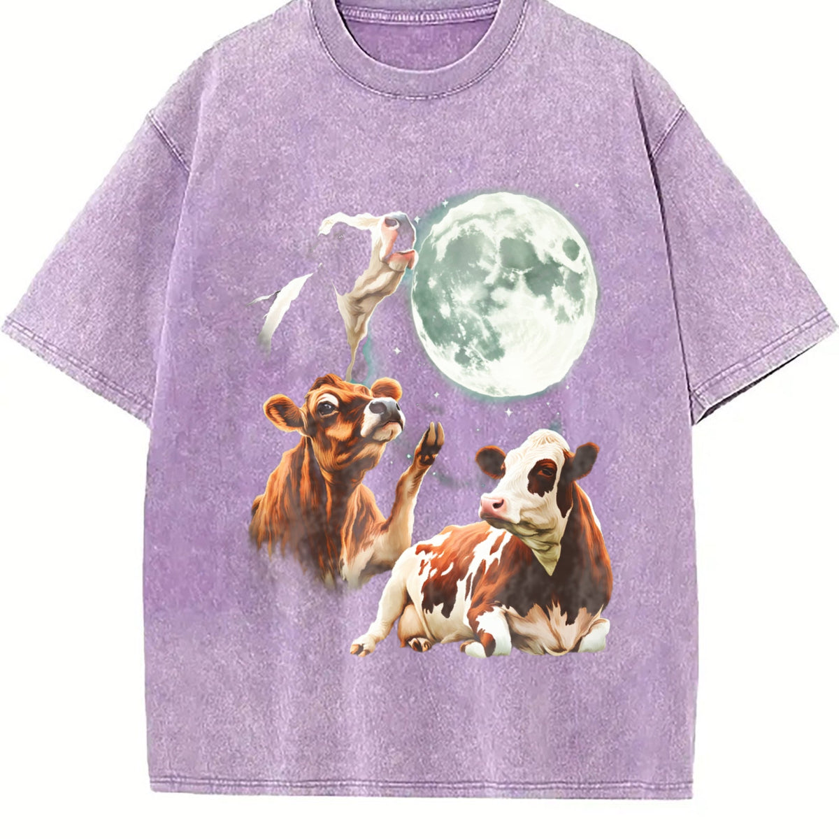 Cow Howling At Moon 90s Vintage Washed T-Shirt product image 6