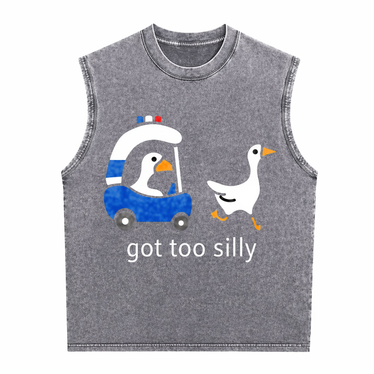 Got Too Silly Goose Funny Cute For Ducks Car Summer Men's Washed Tank Top