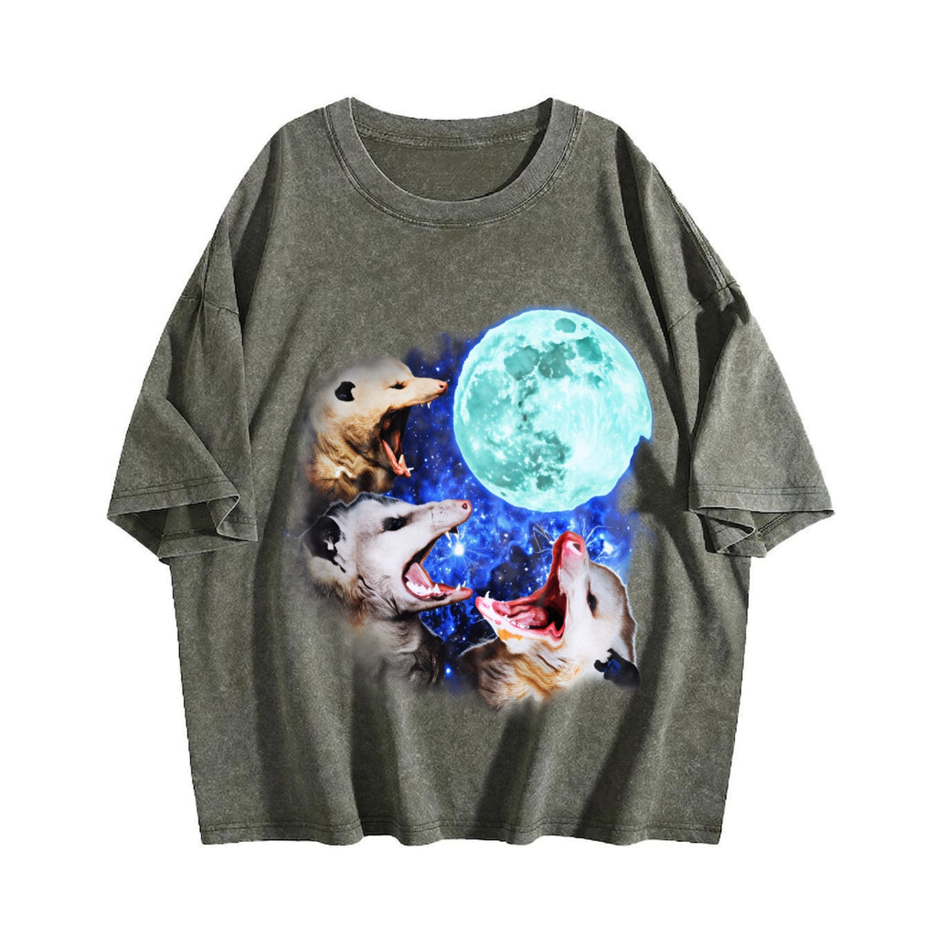Three Possums Howling At Moon Vinatge Vintage Washed T-Shirt product image 4