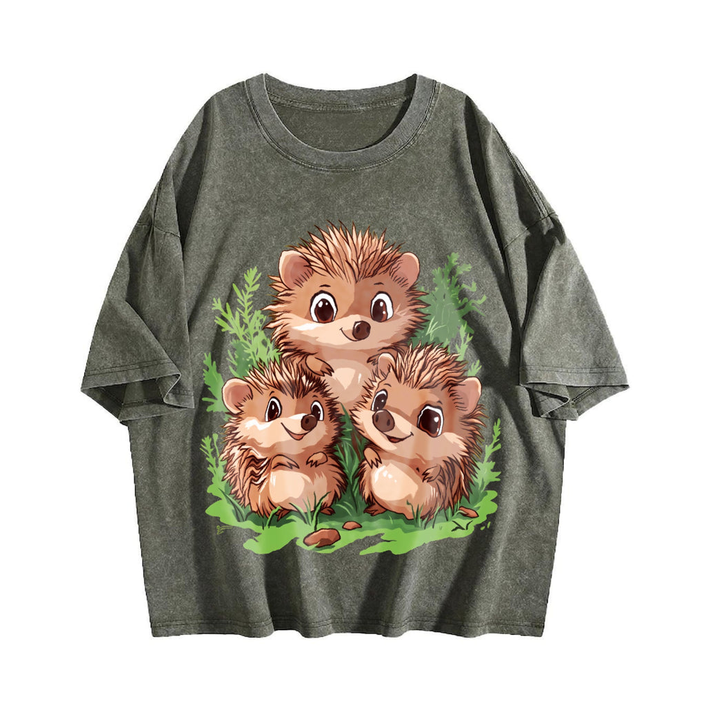Summer A With Three Brown Hedgehogs Nestled In Green product image 4