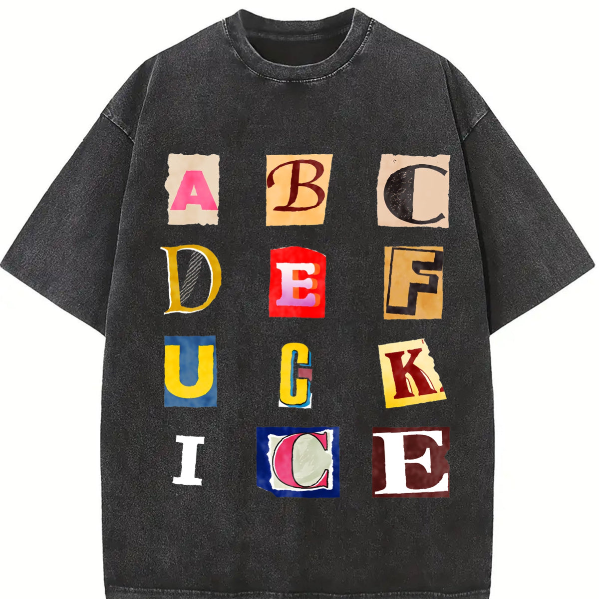 Anti Ice F Ck Magazine Letters Vintage Washed T-Shirt product image 2