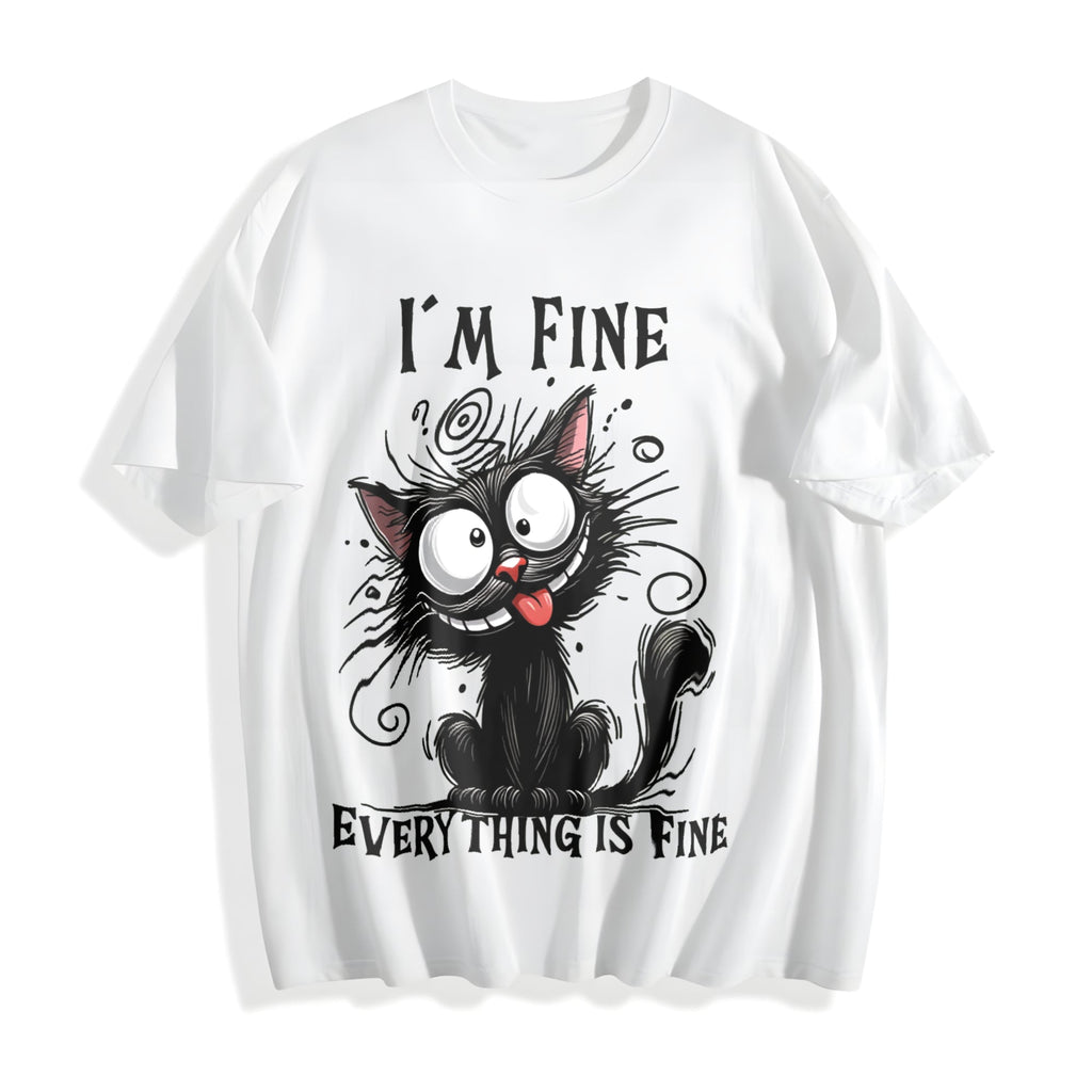 Animal Letter Cat Fine Summer Cotton T-Shirt product image 2