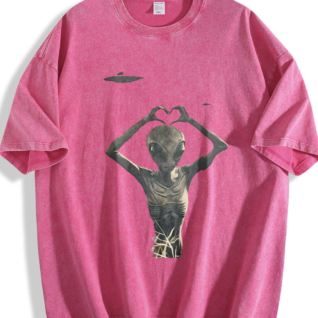 Alien Heart Hands UFO Vintage Washed T-Shirt product image 5