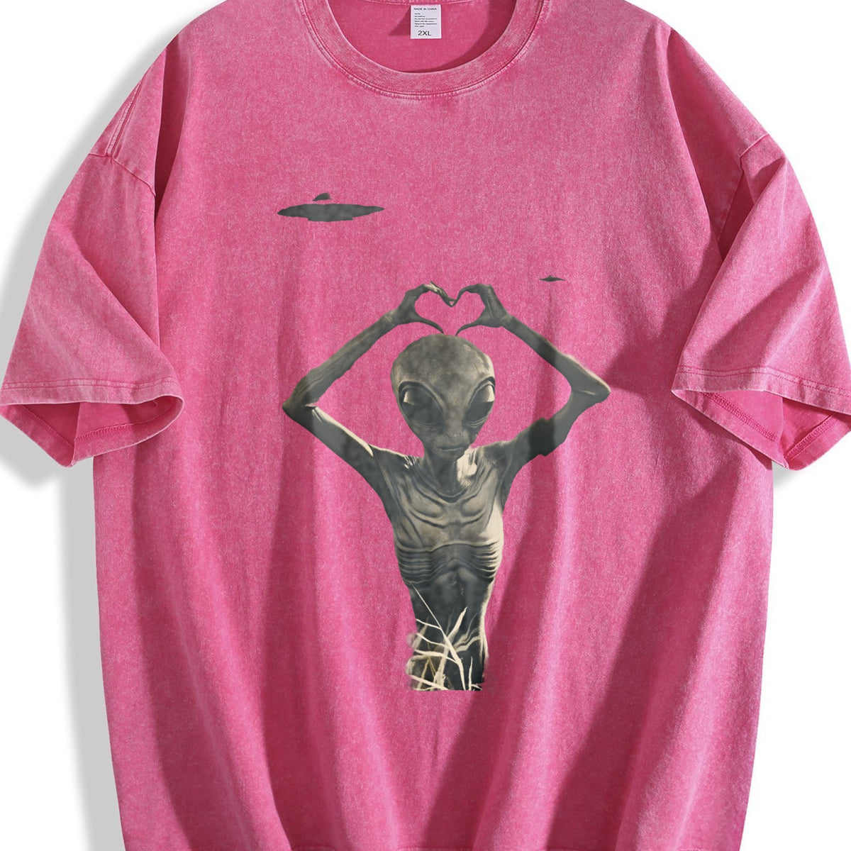 Alien Heart Hands UFO Vintage Washed T-Shirt product image 5
