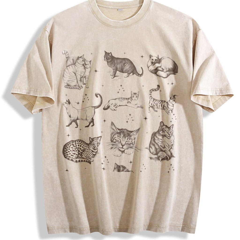 Cats 90s Vintage Washed T-Shirt product image 1