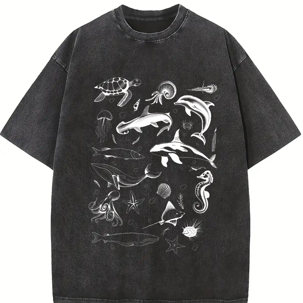 Fitting For A 90s Marine Life With Whales Vintage Washed product image 2