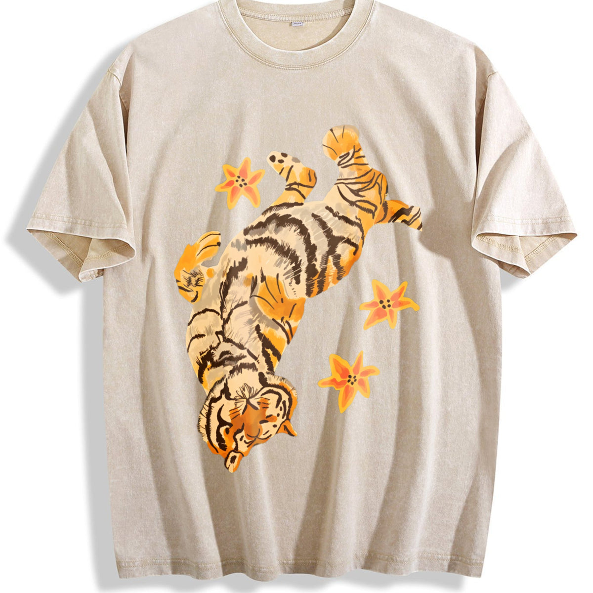 Pure With Tiger Short Sleeved And Slightly Elastic Vintage product image 1