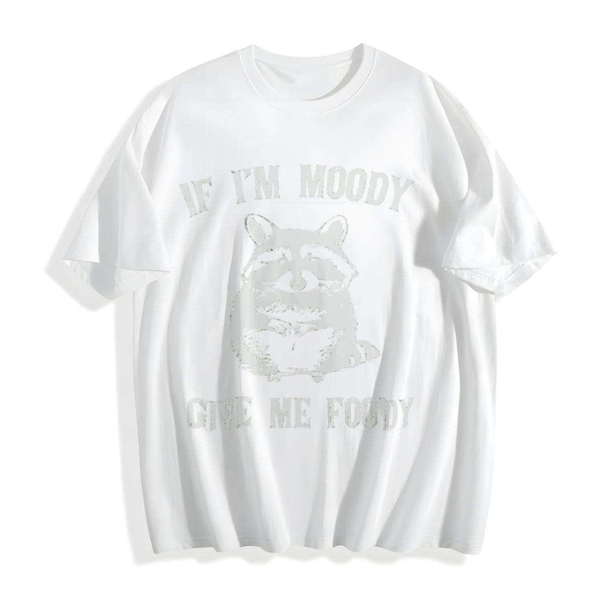 If I'm Moody Give Me Foody Raccoon Cotton T-Shirt product image 2