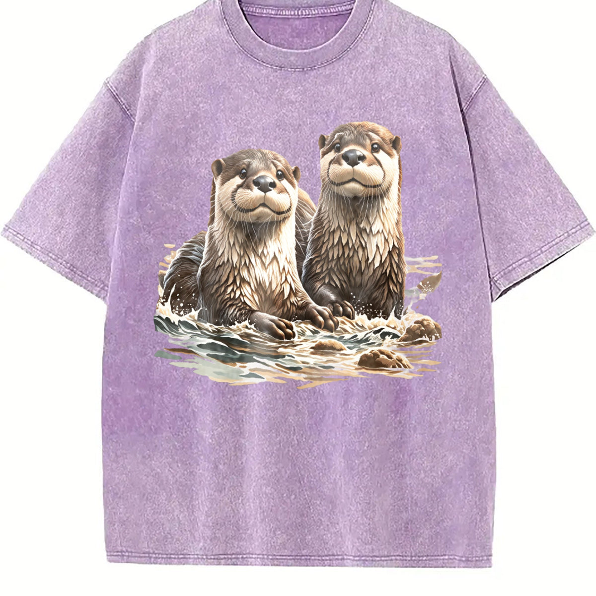 Two River Otters Wilderness 90s Vintage Washed T-Shirt product image 6