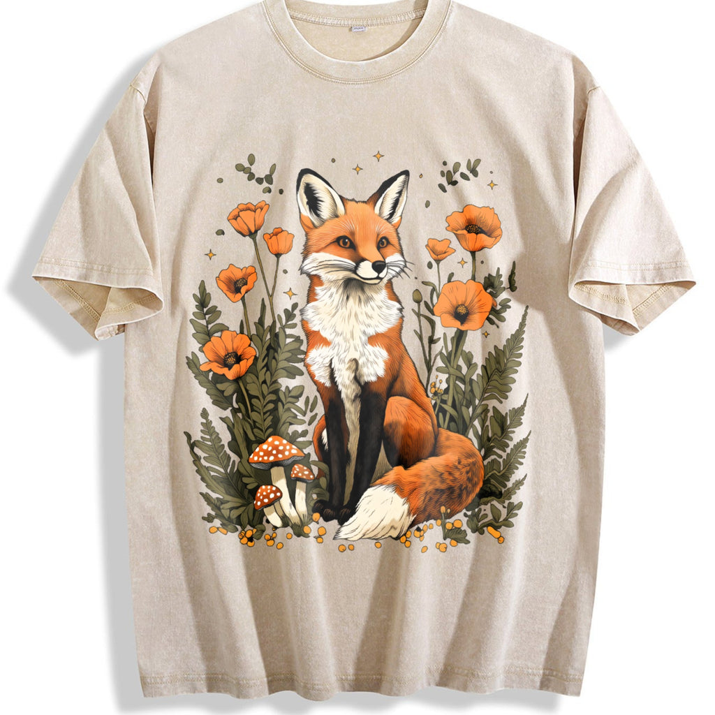 Plant And Animal Fox Floral Spotted Mushroom Summer Vintage product image 1