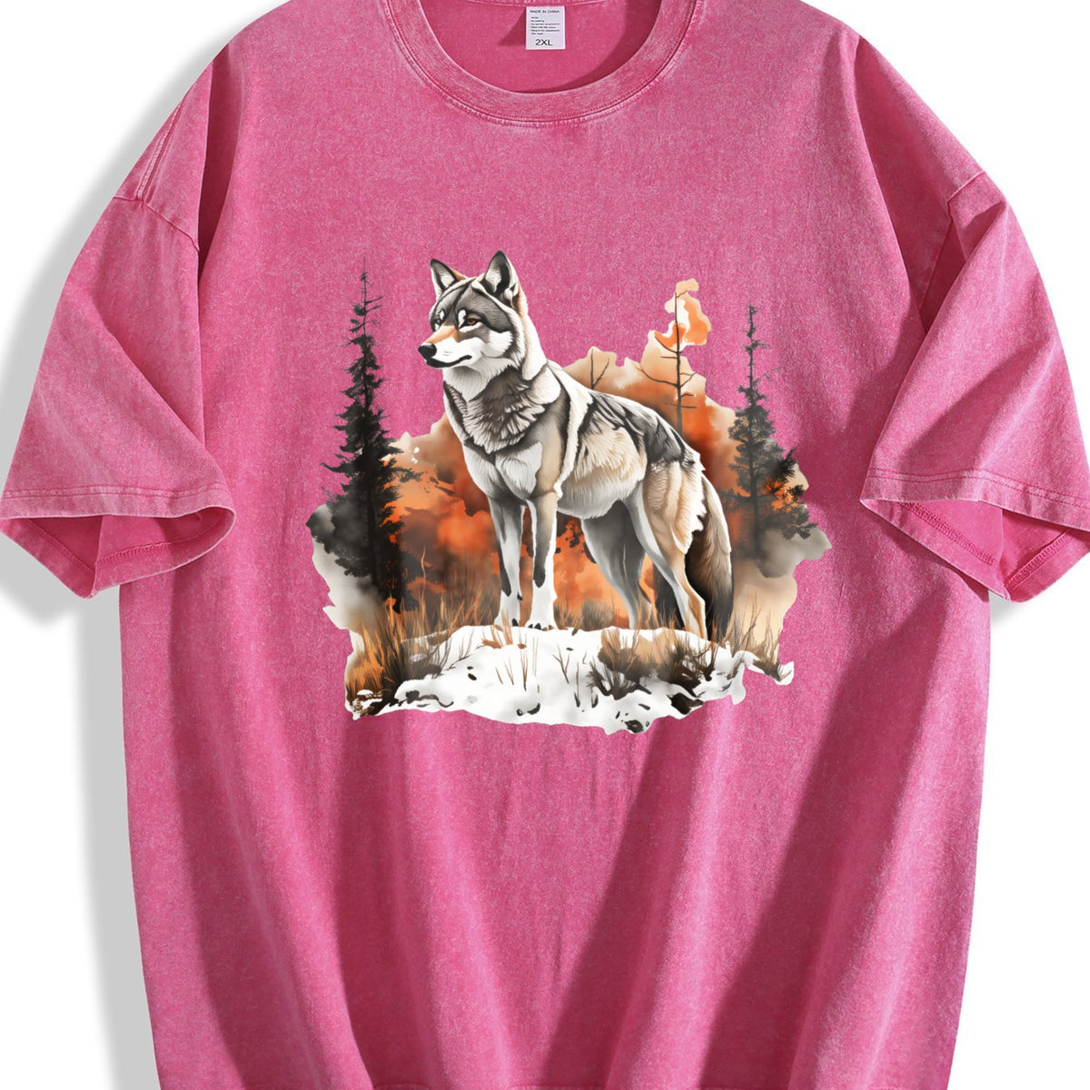Winter : Gray Wolf In A Forest Snowscape Vintage Washed product image 7