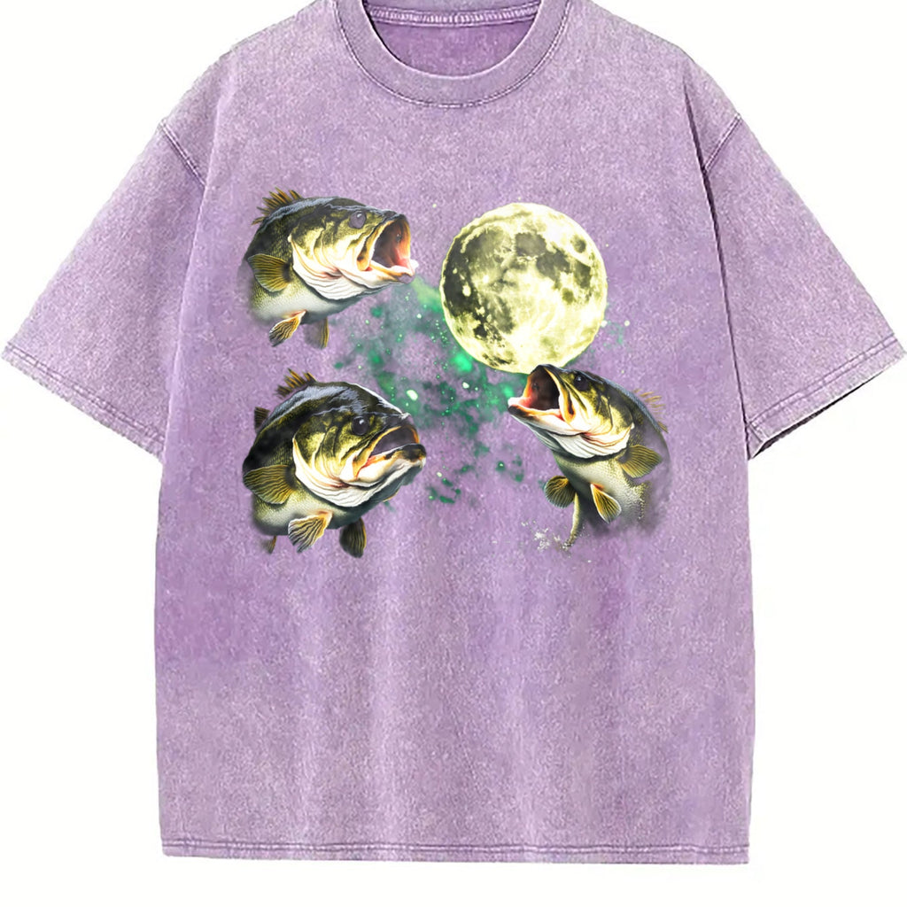 Bass Fishing Moon Vintage Washed T-Shirt product image 6