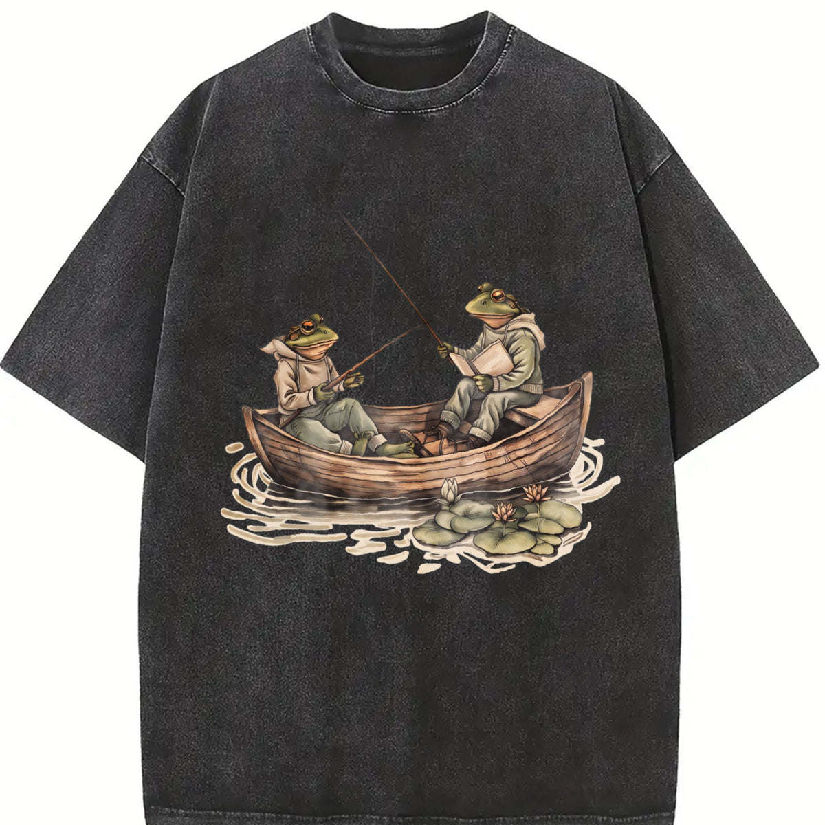 Two Frogs Fishing 90s Vintage Washed T-Shirt product image 2